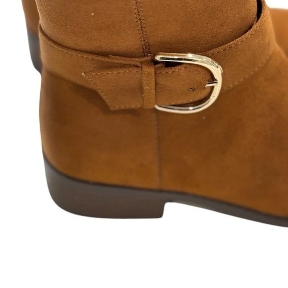 Steve Madden Kids Brown Cognac Faux Suede Buckle Ankle Boots Size 4